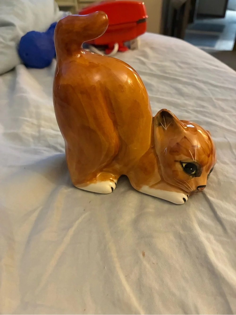 Vintage Mann Orange Ceramic Cat